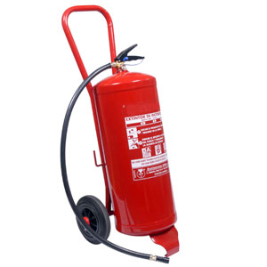 Extintor de polvo ABC de 25 kg sobre ruedas